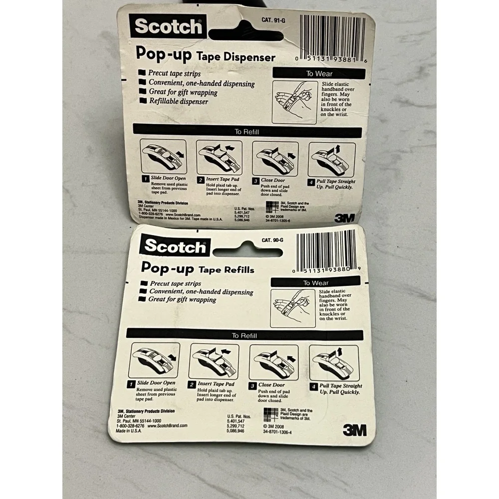 Scotch Pop-Up Tape Refills 3 Pads Total 75 Tape Strips‎ Pop-Up Tape Dispenser